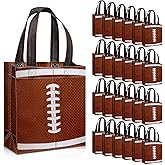 Huhumy 24 Pcs Football Party Favor Bags Treat Goodie Snack Gift Bags with Handles for Sports Team Gift Birthday Party Supplies