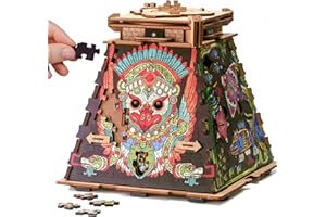 iDventure Cluepuzzle Sun Pyramid - Escape Room Game with Jigsaw Puzzle - 3D Wooden Puzzle - Gift Box - Treasure Chest - Seque