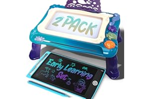 JoyX 2-Pack Magnetic Drawing Board & LCD Tablet for Kids - Joy-Doodle & Portable LCD Tablet, Colorful Educational Sketch Toys for Toddlers, Early Learning Gift for 1 2 3 4 5 Year Old Boys Girls
