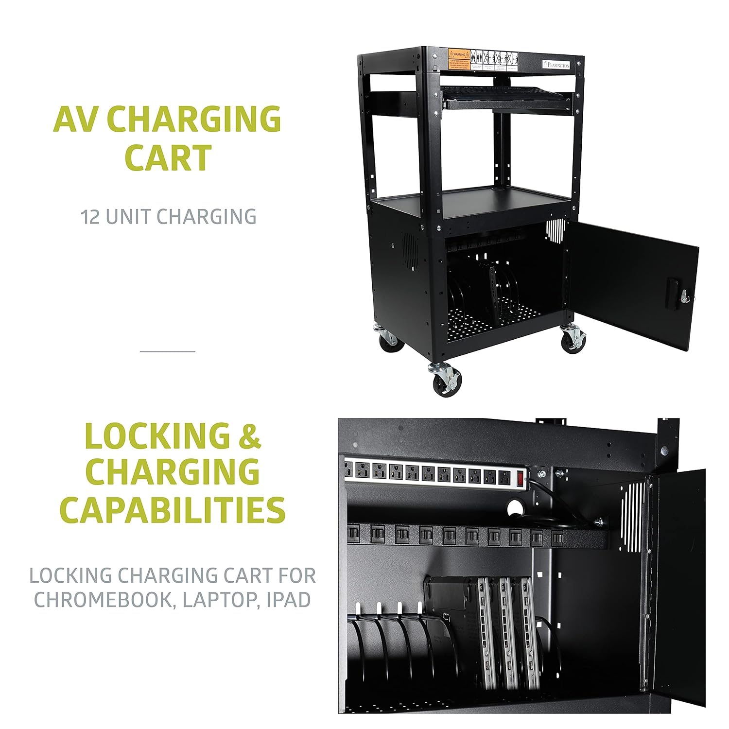 Pearington Rolling AV Cart with Adjustable Shelves: Industrial & Scientific