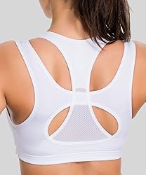 SYROKAN Sports Bras for Women High Support Mesh