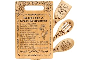 TUSUQING Retirement Gifts for Women Happy Retirement Cutting Boards Gift with Utensil Set Gifts Leaving Gifts for Female Coworker Teachers Nurses Boss Mom Grandma Friends Retirees Kitchen Cutting Boards C006