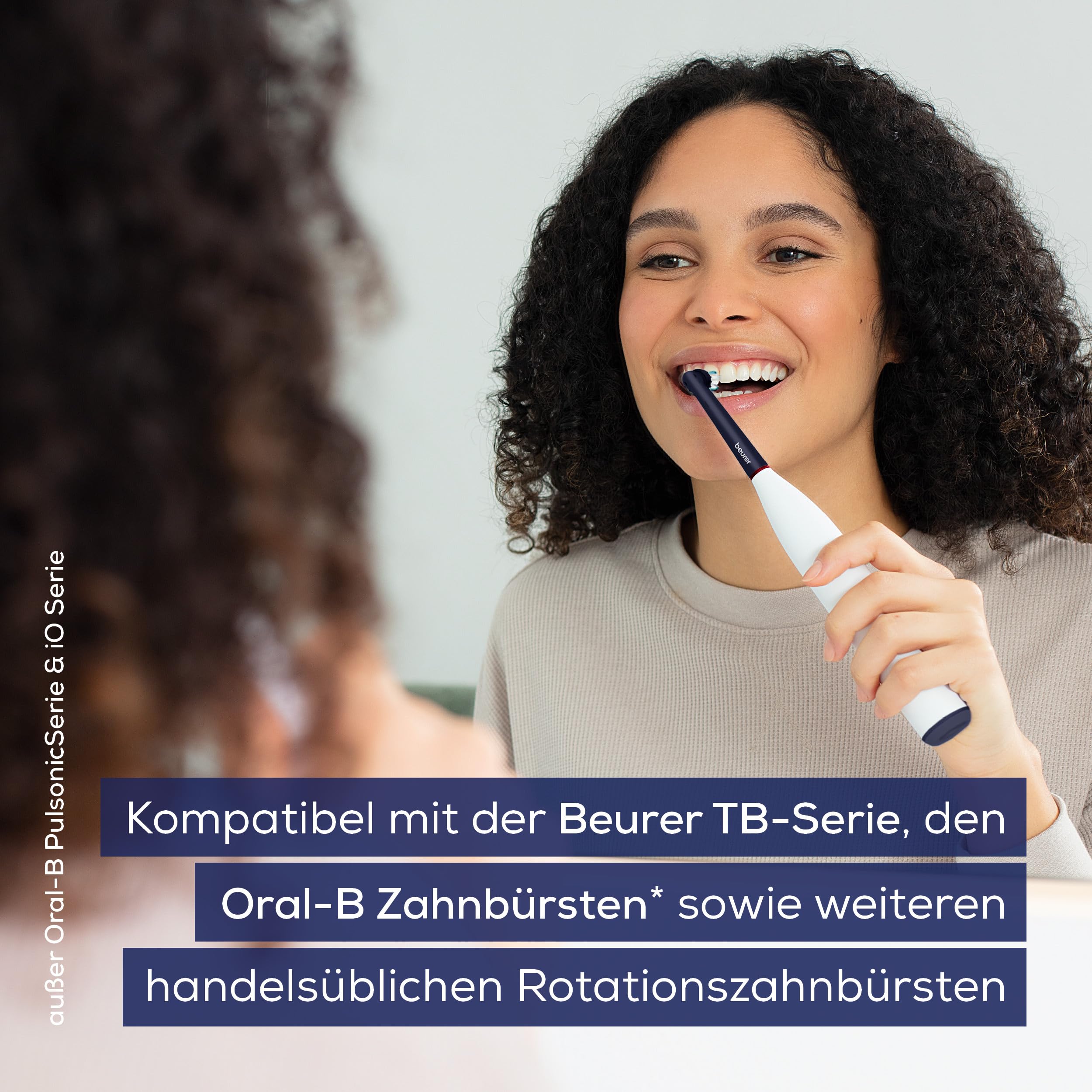 Beurer TB Sensitive Eco Aufsteckbürsten für elektrische Zahnbürste, 4 Bürstenköpfe kompatibel mit Oral-B, Borsten aus 100% nachwachsenden Rohstoffen, effektive Zahnreinigung, Härtegrad Weich 2
