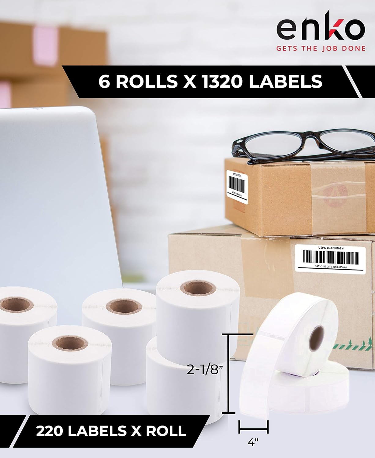 enKo (6 Rolls, 1320 Labels) Address & Shipping Labels 30323 (2-1/8 x 4") Compatible for Dymo LabelWriter : Office Products