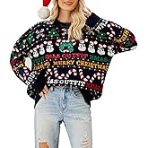 Womens Ugly Christmas Sweater Funny Xmas Santa Claus Pullover Top Knit Casual Long Sleeve Sweater