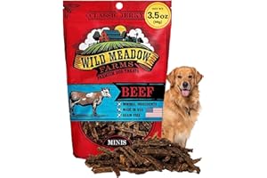 Wild Meadow Farms - Classic Beef Minis, Soft Jerky Training Treats for Dogs, Grain-Free, All-Natural & Perfectly Sized for Training, High-Value Rewards in a Convenient 3.5 Ounce Pouch