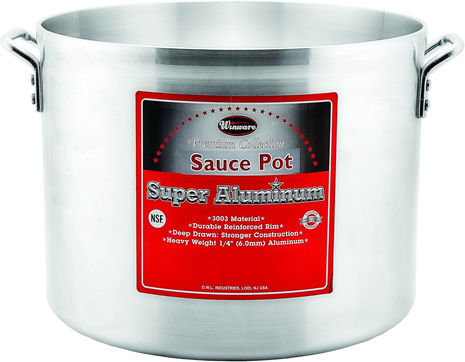 Winco USA Super Aluminum Sauce Pot, Extra Heavy Weight, 26 Quart, Aluminum
