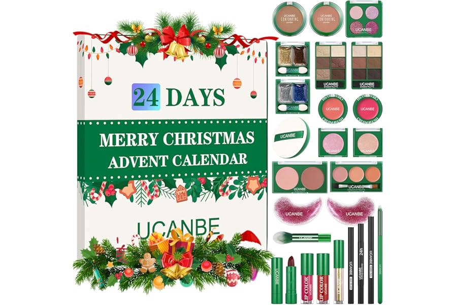 Makeup Advent Calendar 2025, 24 Days Christmas Makeup Gift Set for Adult Women & Teen Girls, UCANBE 2025 Xmas Countdown Calendar Beauty & Cosmetics Holiday Surprise Make Up Gift Kits for Women Full Kit