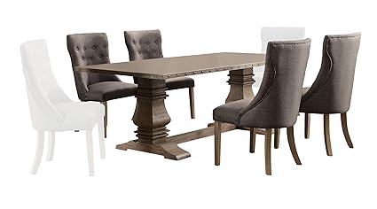 Homelegance 5428 845s2 Anna Claire 5 Piece Dining Set 84 Round Table Wing Chairs Side Zinc