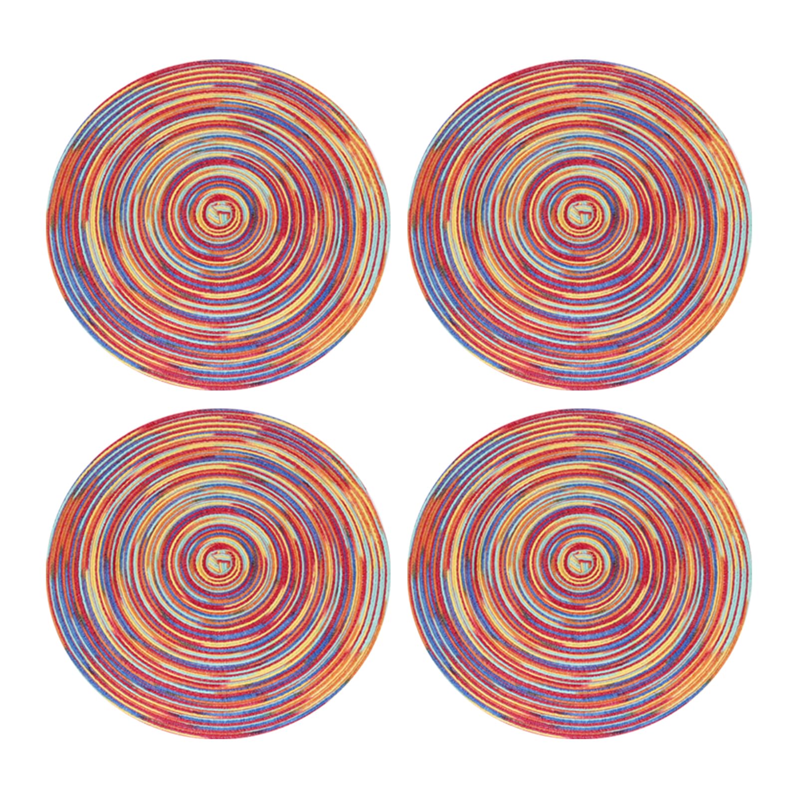 Soulnioi Cotton Place Mat, Woven Round Placemats, 38cm Heat Resistant Table Mats Washable Plate Mats for Kitchen, Dining Table Decor, Set of 4 - Rainbow Red