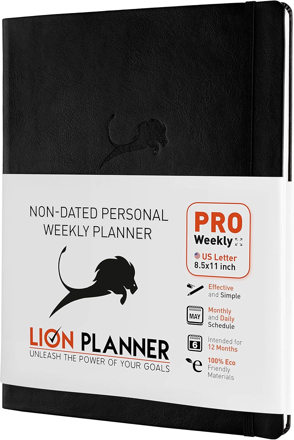 Daily & Weekly Planner by Power Place | Life Planner, Calendar and Gratitude Journal to Increase Productivity, Time Management & Happiness | Vegan Leather Hardcover, Undated 12 Months Planner