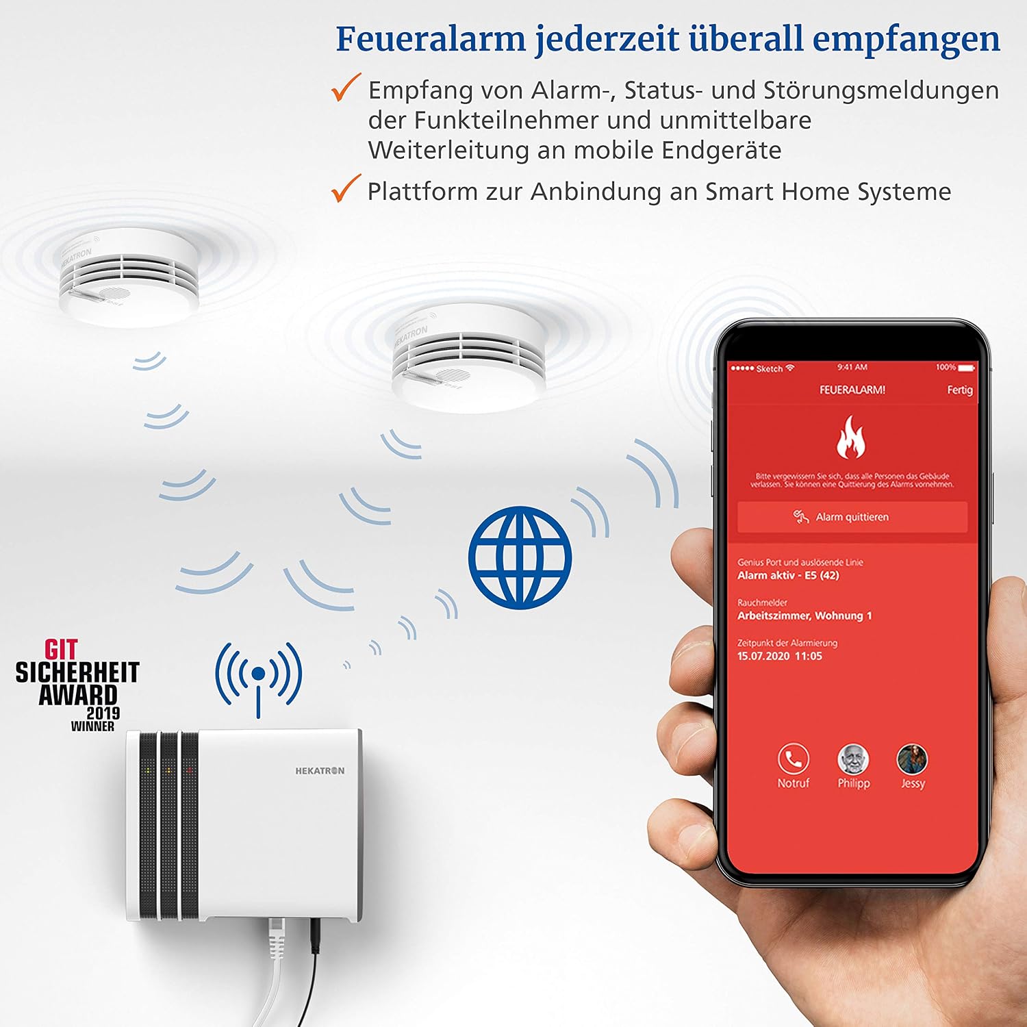 Basic X Radio Module from Hekatron, Wireless Smart Device, Compatible with Hekatron Genius Plus X Smoke Alarm - Image 3