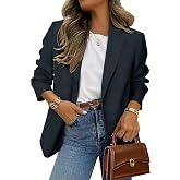 Simplee Blazers for Women Business Casual 2026 Oversized Long Sleeve Open Front Lapel Suit Jackets Dressy Pockets Work Blazer