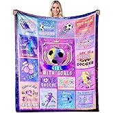 LARIAU Soccer Blanket Gifts for Girls, 60"*50" Soft Cozy Flannel Throw Blanket for Soccer Lovers, Gifts Birthday Christmas, Home Decor, Sofa Bedding