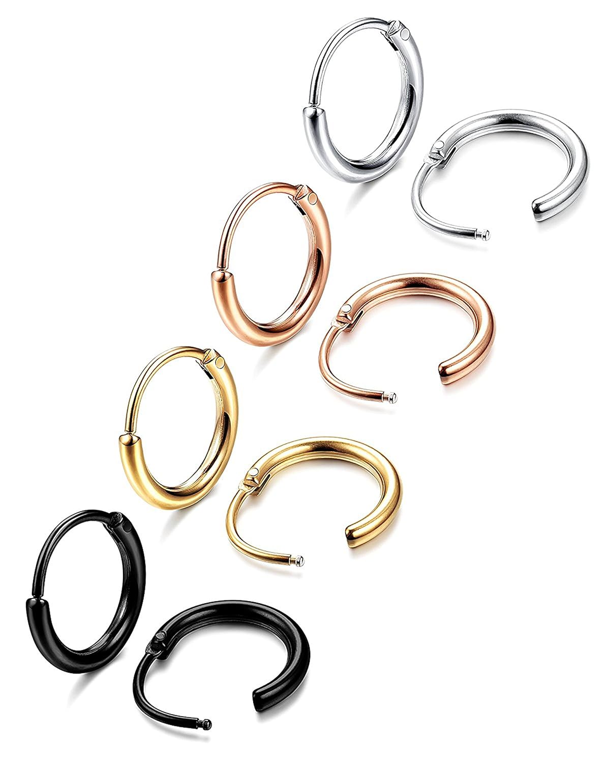 Jstyle Joyería Acero Inoxidable Pares Pendiente Hombre Mujer Oro Negro Blanco Oro