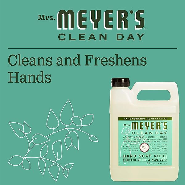 MRS. MEYER’S CLEAN DAY HAND SOAP REFILL, BASIL SCENT, 33 FL OZ BOTTLE