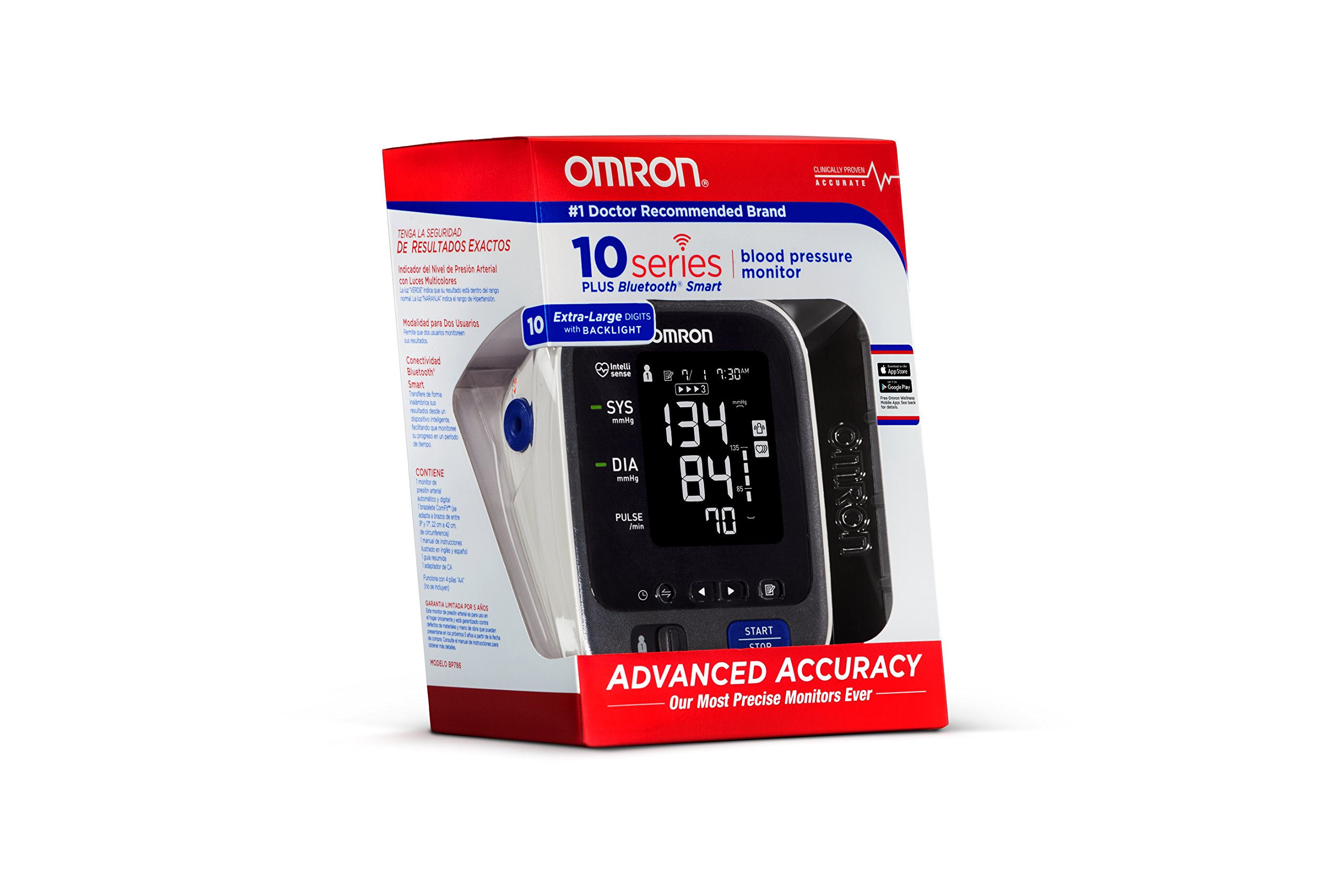 Omron 10 Series Wireless Upper Arm Blood Pressure Monitor; 2-User, 200-Reading Memory, Backlit Display, TruRead Technology, Bluetooth Works with Amazon Alexa by Omron