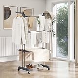 Trintion 3 Tier Adjustable Clothes Drying Rack with Casters & Wings view 2