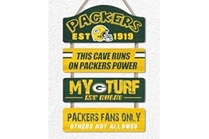 Romawall Fan Cave Sign Banner Green Yellow Design Man Cave Hanging Wall Sign Decor Sport Gift for Men