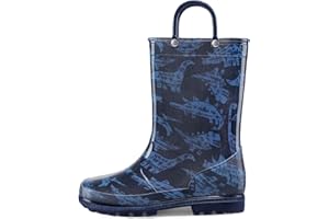 K KomForme Girls Boys Rain Boots Waterproof with Easy on Handles for Toddler/Little Kid/Big Kid