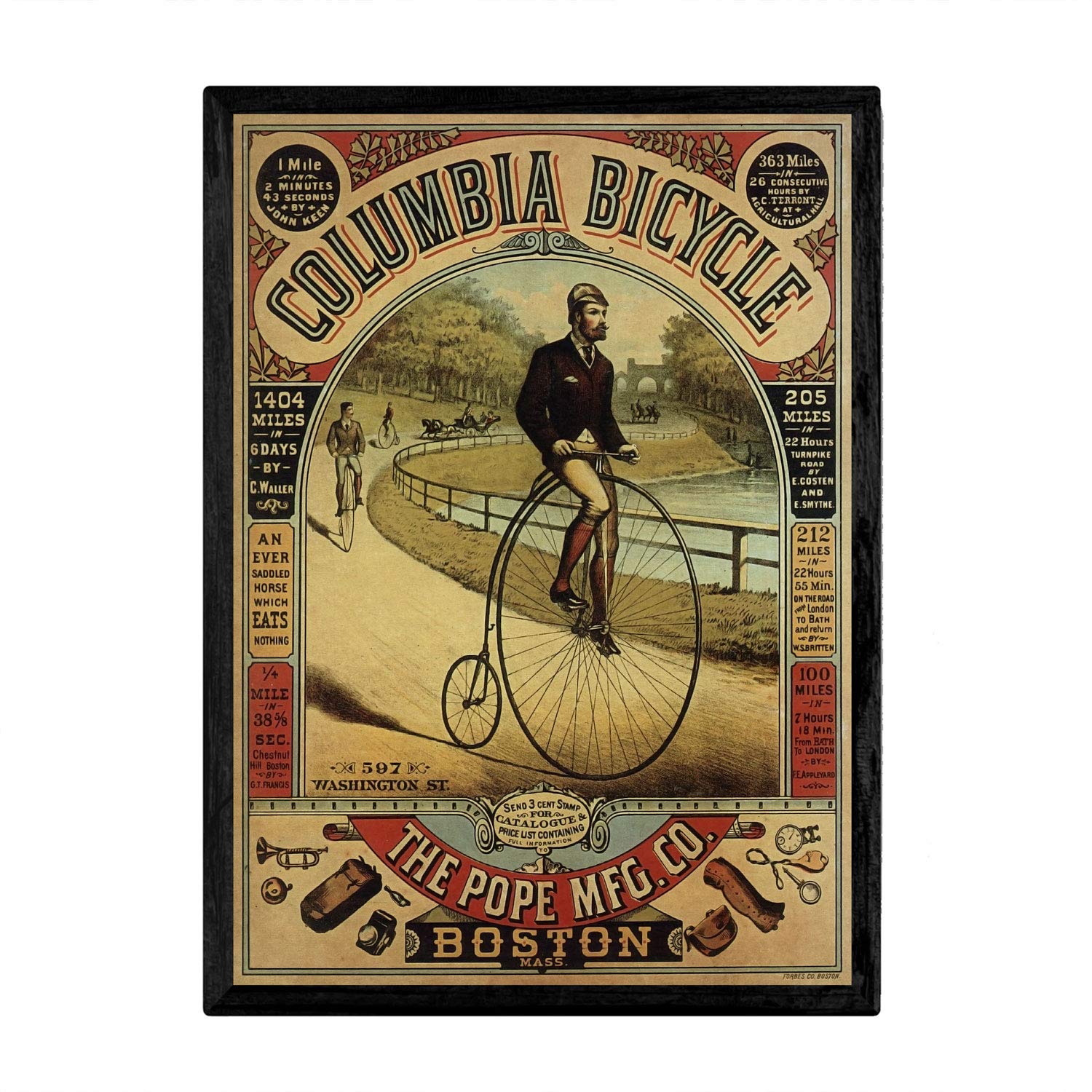 Nacnic Poster Vintage Antique bicycle. Sheets for interior decorating with vintage and antique advertising images. Paintings retro decor. A3 size