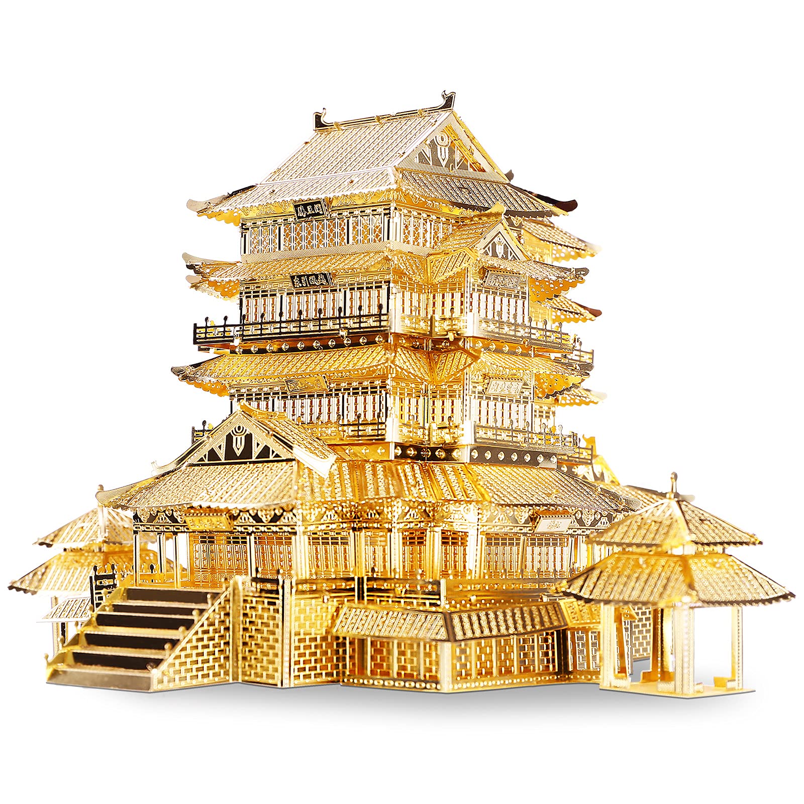 Piececool 3D Metal Puzzle for Adults, Tengwang Pavilion Metal Model Kit, Chinese Famous Architecture Building Kit DIY Craft Brain Teaser 3D Puzzles STEM Gifts for Family- 106 Pcs