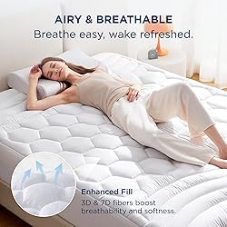 Bedsure King Mattress Pad - Quilted Fitted Mattress
