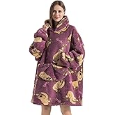 Wearable Blanket Hoodie Oversized Hooded Blanket for Adult Women Super Soft Comfortable Warm Flannel Purple Sloth