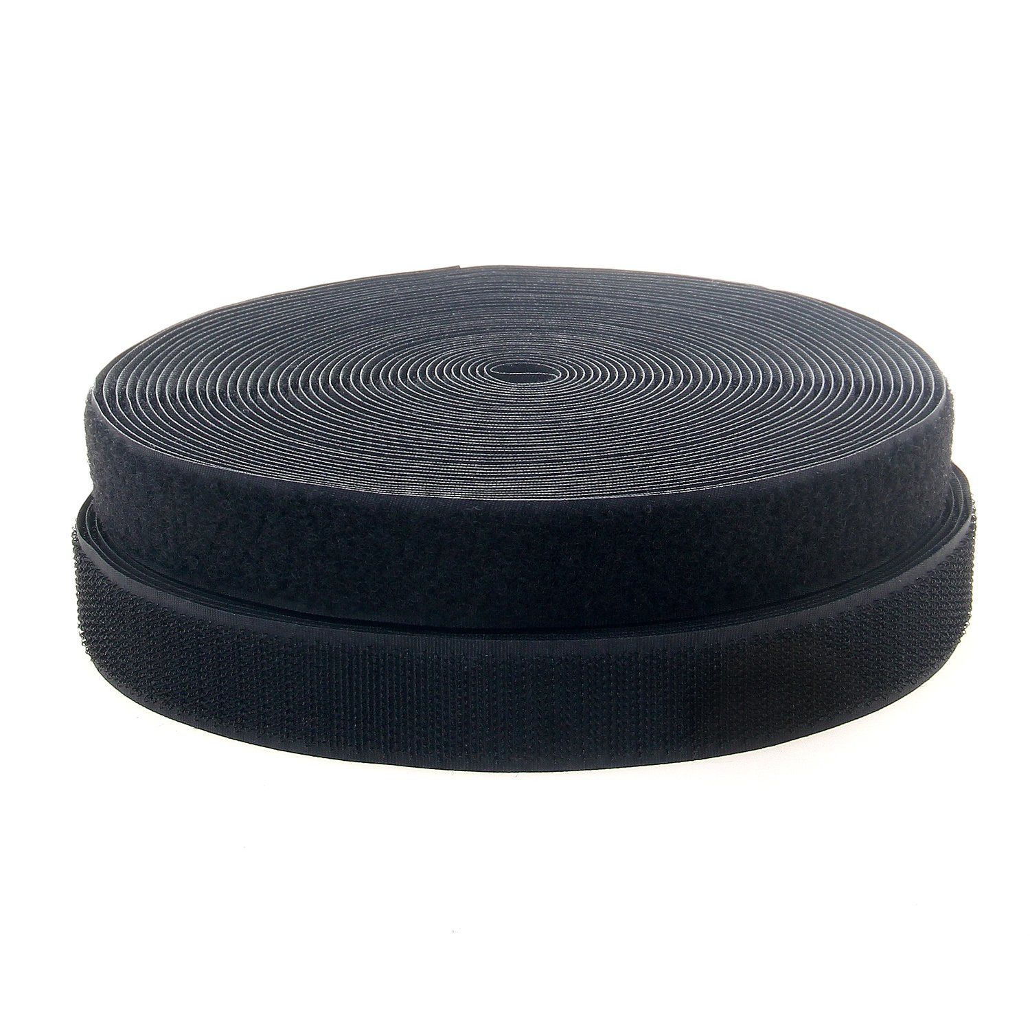 TUKA 39.37 Feet x 25mm Hook and Loop Sew On Tape, 12 Meter (12m Hook and 12m Loop), Width 25 mm, Back Side Not Adhesiv, Sew on Hook & Loop Tape, TKB5001 Black