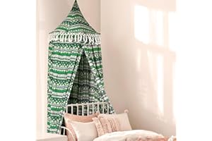 RIYDH Bed Canopy - Bohemia Canopy Bed Curtains for Kid and Adult Room - Soft Princess Dreamy Bed Canopy Decor - 100% Cotton and Linen Mosquito Net Bedding - Children Reading Nook Canopies