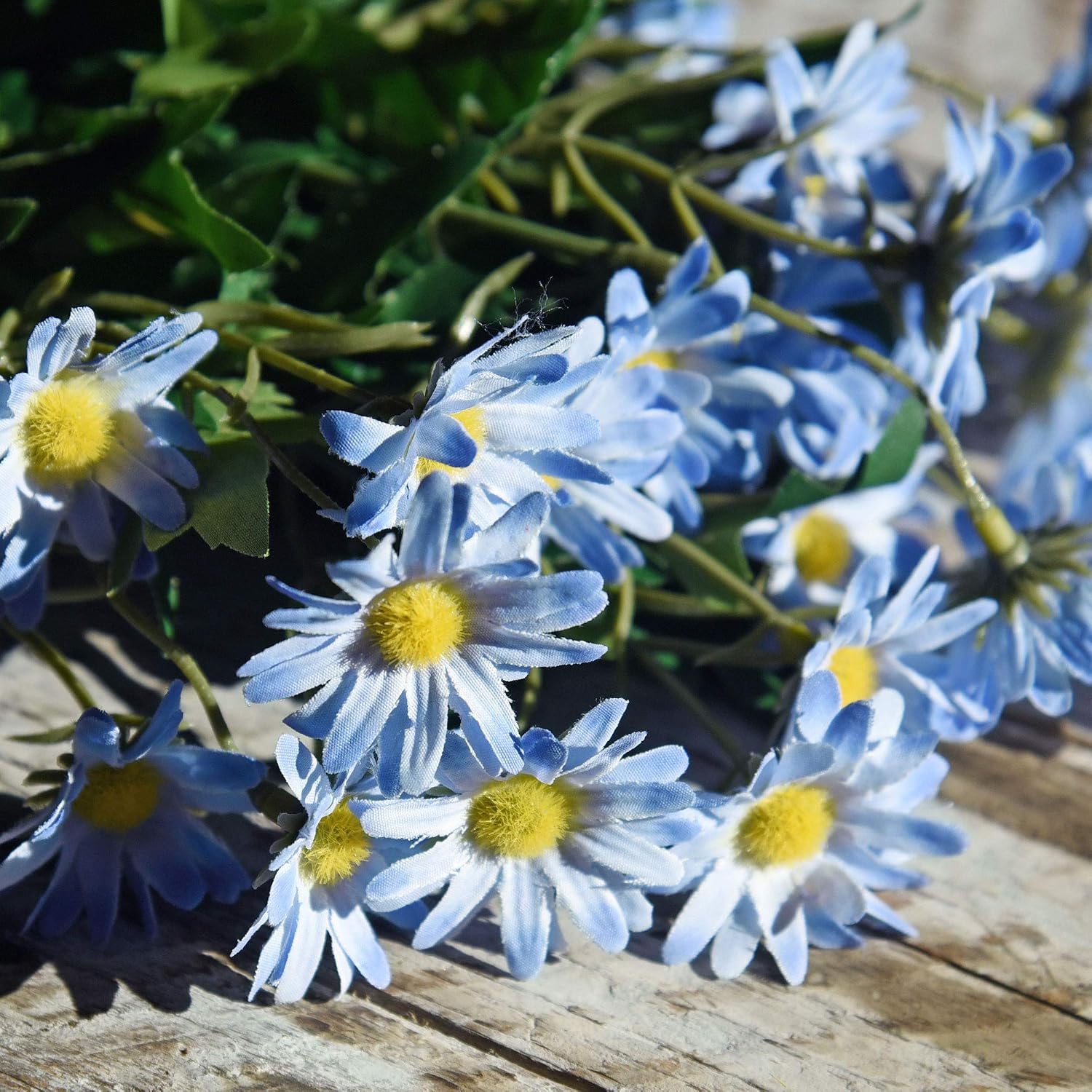 FiveSeasonStuff Artificial Daisy Flowers Silk Blue Bouquet Wedding Home Centrepiece Decorations (2 Bunches 36cm) - Image 3