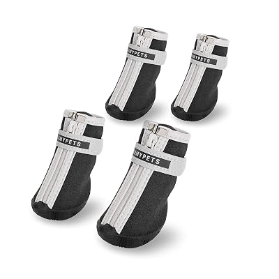 QUMY Small Dog Boots Waterproof Rain Winter Snow Shoes for Puppy Dog with Reflective Velcro Soft Comfortable Anti-Slip Rubber Sole Black 4PCS