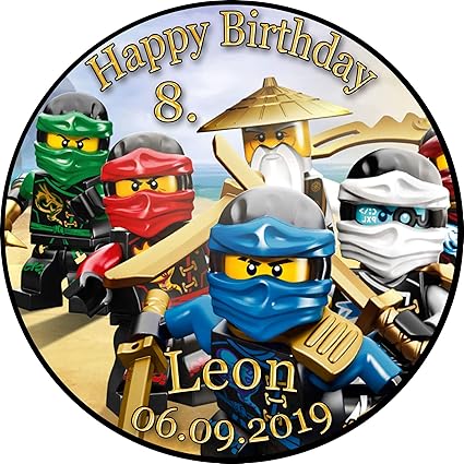 Tortenaufleger Fototorte Tortenbild Kindergeburtstag Ninjago NJ02 (Zuckerpapier) Rund 14 cm Ø