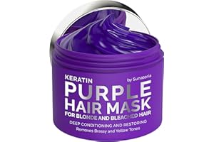 SUNATORIA NEW Keratin Purple Hair Mask- Blonde Hair Purple Toner - Repair & Nourishment Treatment for Bleached, Brassy Hair - No Yellow Tones - Deep Conditioner for Color Treated Locks