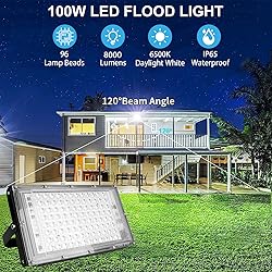 100W LED Outdoor Flood Light, 2 Pack 8000LM Plug in