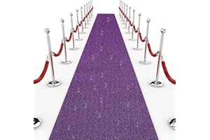 Shihanee Sequin Aisle Runner for Wedding Glitter Rug with Carpet Tape Sparkly Prom Outdoor Floor Birthday Carpet Runner for Ceremony Event Graduation Party(2 x 15 ft,Purple)