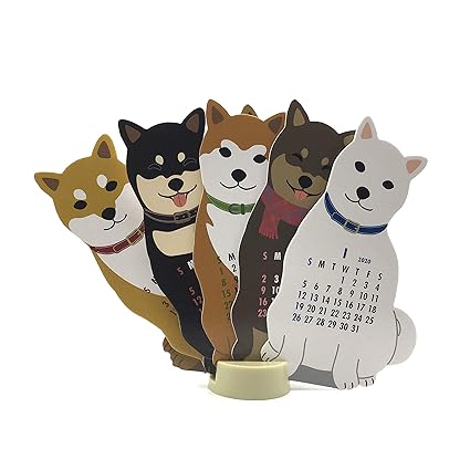 Japanese Shiba Inu Dog 2020 Die Cut Desktop Calendar Amazon