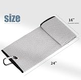Mile High Life Golf Towel Tri Fold Waffle Microfiber with Carabiner Clip view 2