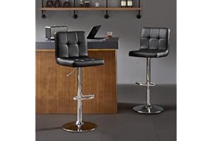 Nestvatto Bar Stools Set of 2, Thickened Seat Cushion Square Swivel Bar Stools with Back, Adjustable Counter Height Bar Chair