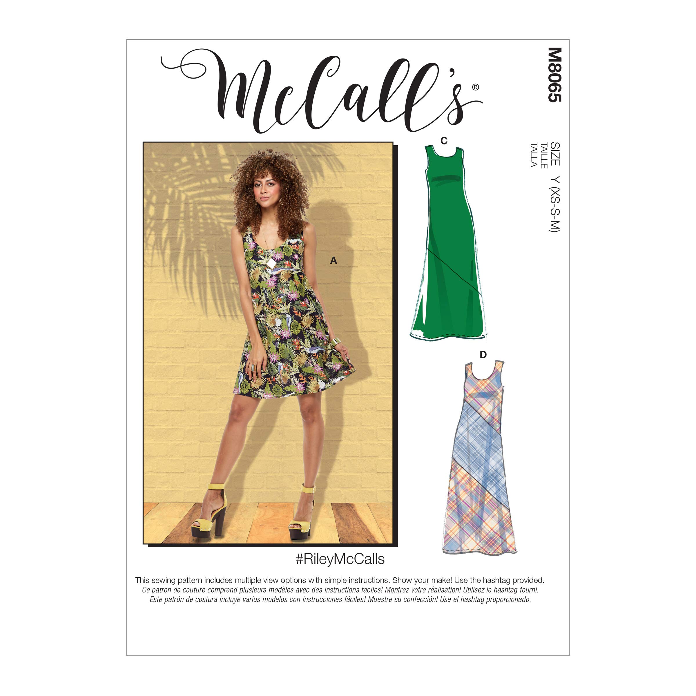 McCalls Pattern M8065ZZ Misses' Pullover Bias-Cut Tank and Short-Sleeve Dresses ZZ (LRG-XLG-XXL), Various