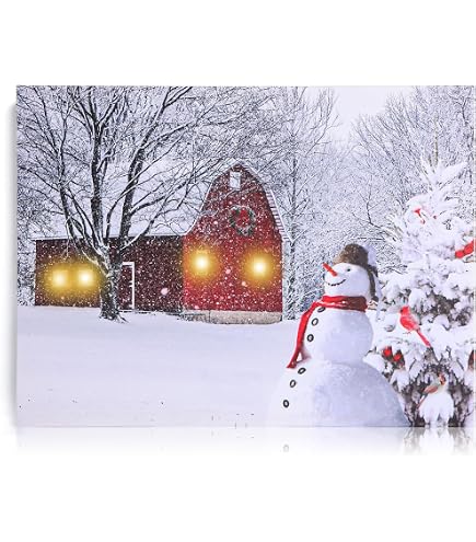 BANBERRY DESIGNS Cardinals in the Snow Lighted Canvas Print - LED Picture with Cardinal Couple and Holiday Berries - Measures 11.75 X 15.75 - Set of 2