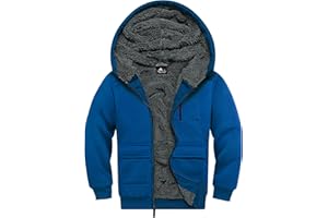 ONEDOG Boys Fleece Jacket Sherpa Lined Zip Up Hoodie Casual Long Sleeve Sweatshirt Warm Jacket 6-15Years (Girls/Kids)