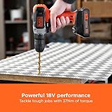 BLACK+DECKER 18V Cordless Drill Driver 37Nm LED Worklight 1.5Ah Battery view 3