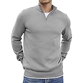 COOFANDY Men's Quarter Zip Up Pullover Slim Fit Lightweight Mock Neck Long Sleeve Sweaters