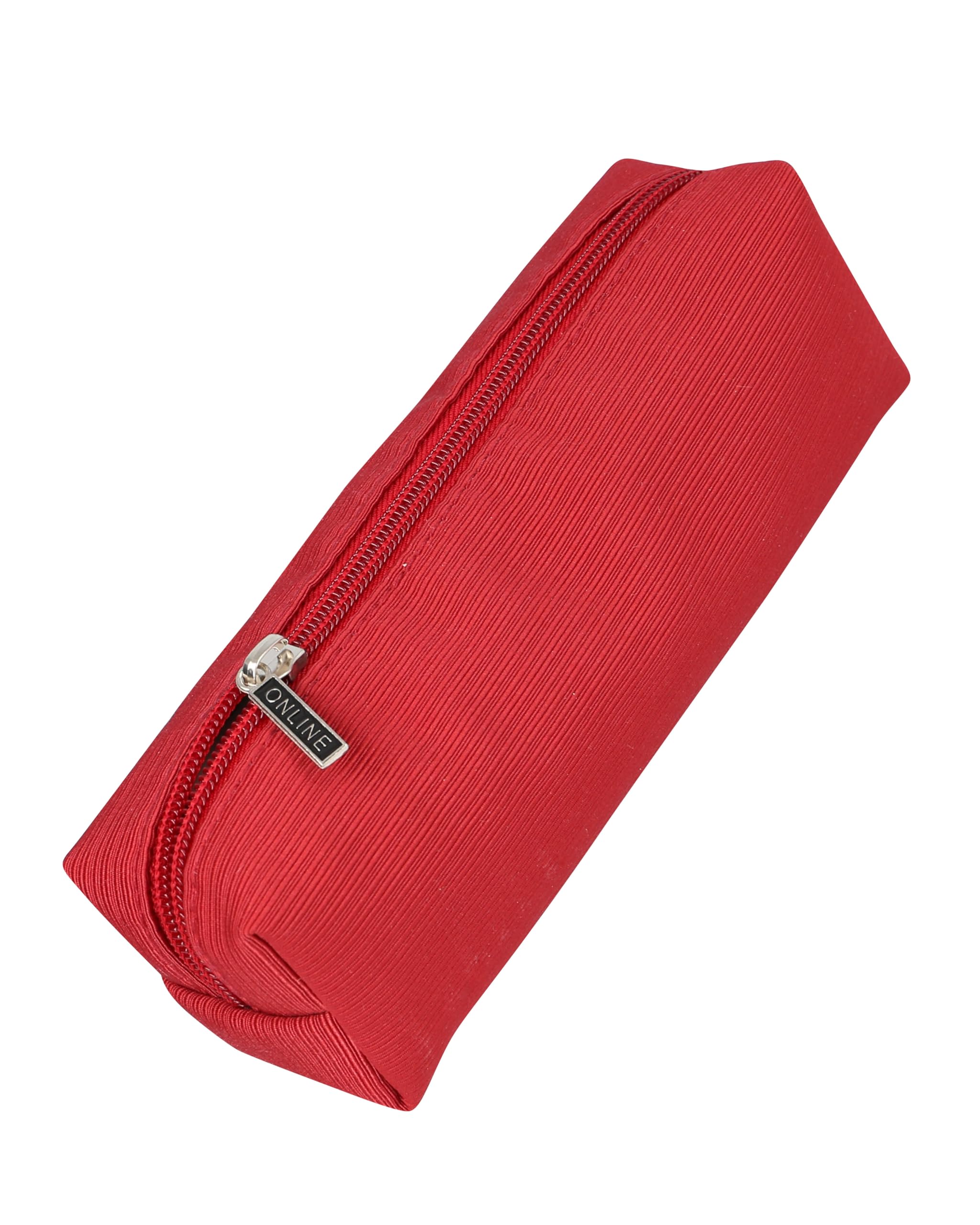Online Pencil Case Red, Large Capacity Storage Bag, Box with Zipper, Pen case for School, Stationary Organizer for Girls and Boys, Pen Pouch with one Compartment