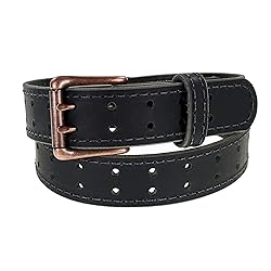 Men’s Classic Leather Belt, Double Prong Retro