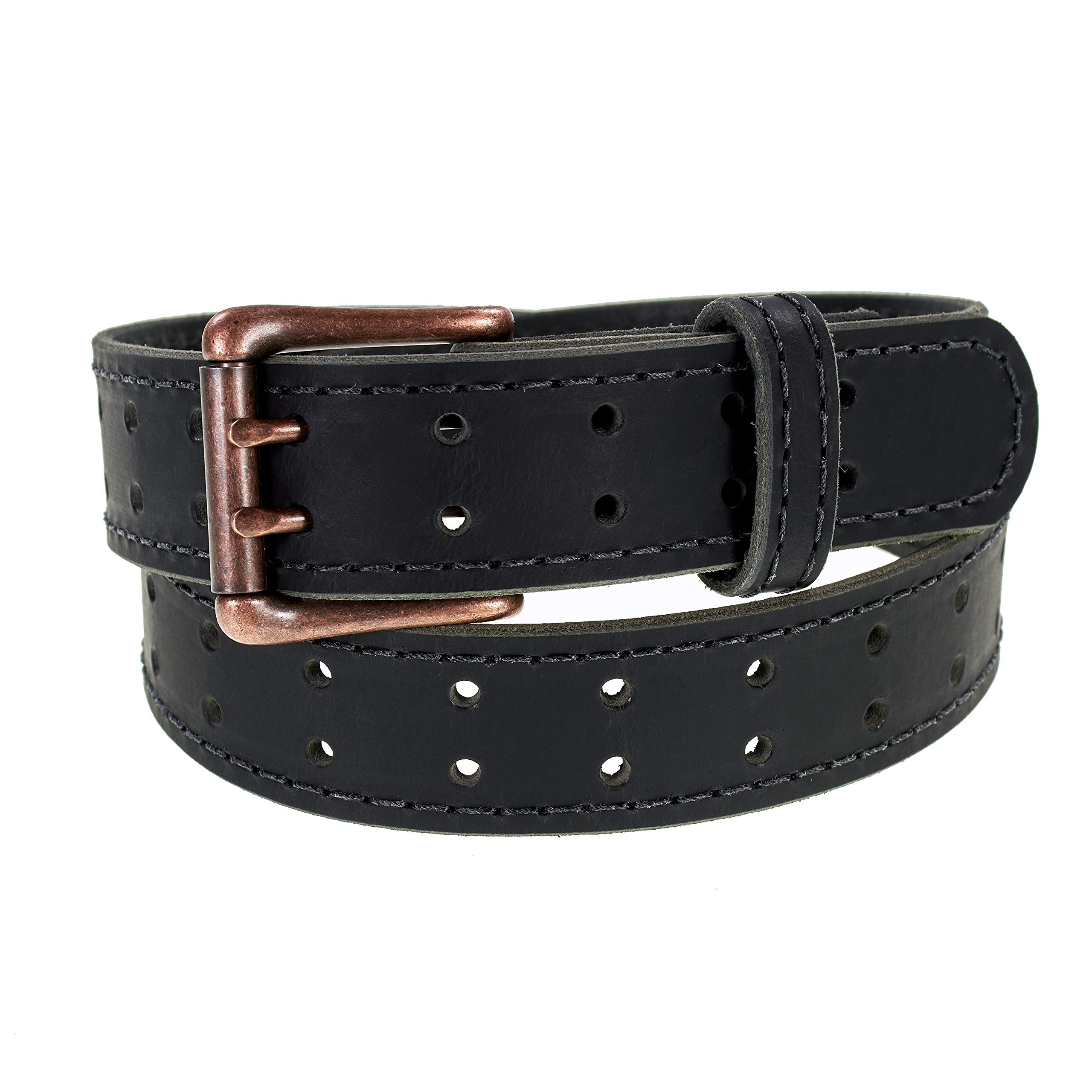 Men’s Classic Leather Belt, Double Prong Retro
