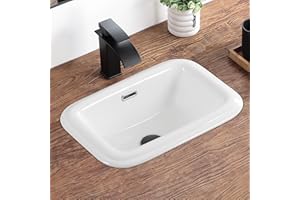 KARAMAG Bathroom Vessel Sink 18 Inch Drop In Bathroom Sink Rectangular Semi Recessed Bathroom Sinks with Overflow White Ceramic Modern Sinks Bowl Vanity Above Counter Basin (17.9"x12.4")