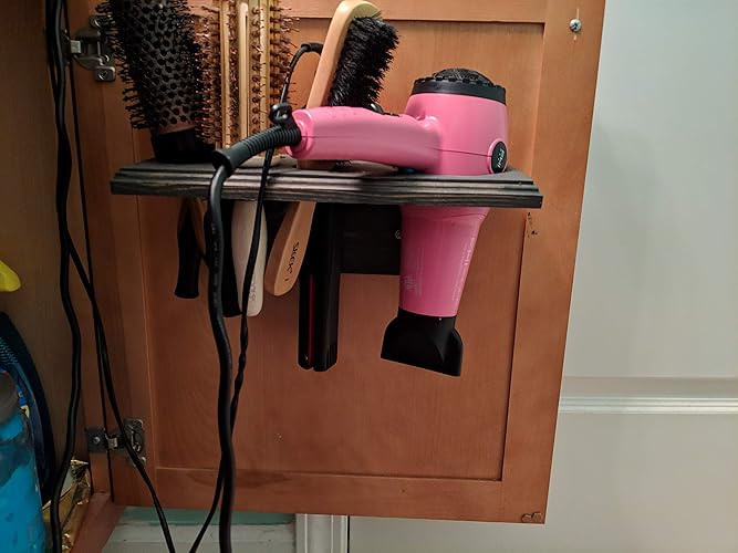Blow dryer and brush organizer, brush holder, flat iron storage Handmade