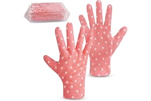 HandLove 12 Pairs Eczema Gloves, Moisturizing Gloves Overnight for Women & Men, Overnight Lotion & Spa Treatment, Dry Hands & Eczema, 100% Cotton, Multi-Purpose, Cute Pink Dots, Petite Size